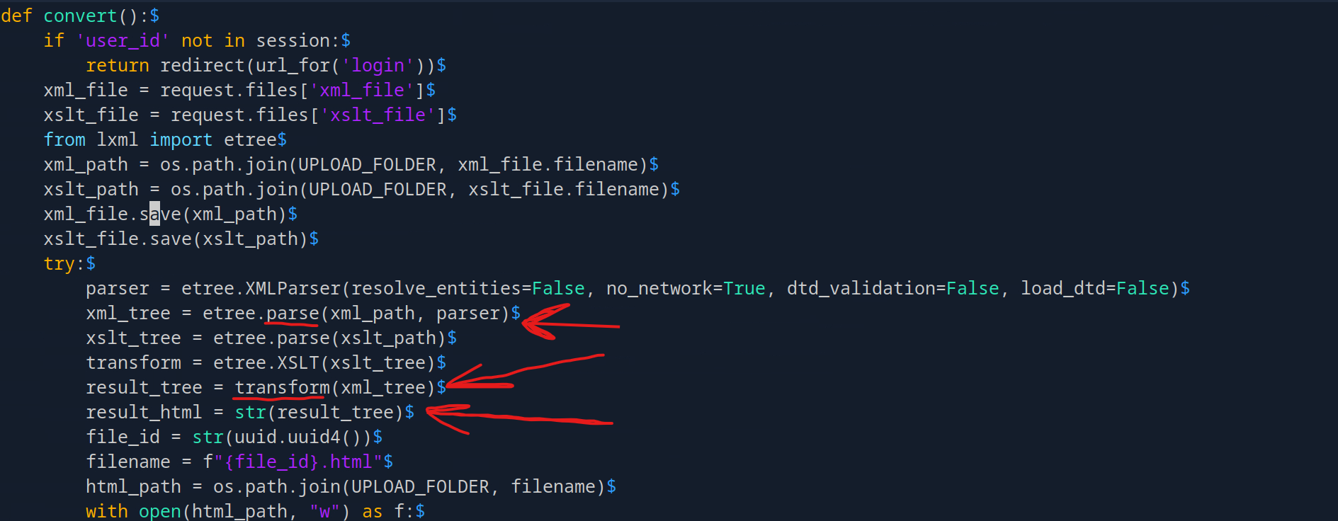 XML to HTML conversion function showing XSLT processing